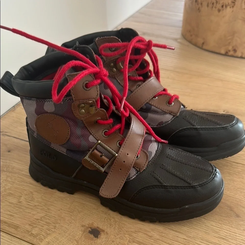 Polo Ralph Lauren Boys' Cooley Camouflage High - Black and Brown camo kids 5.5